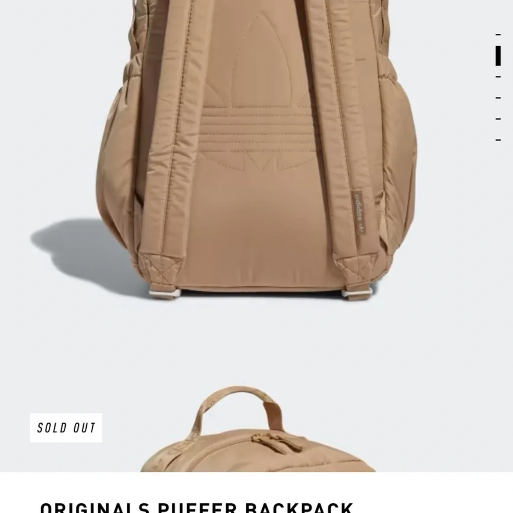 adidas Originals Puffer Backpack in Beige - Picture 2 of 11